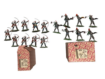 Lot 75 - Britains trade boxes Knights & Herald Roundheads & Cavliers, plus others (2 boxes)