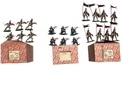 Lot 75 - Britains trade boxes Knights & Herald Roundheads & Cavliers, plus others (2 boxes)