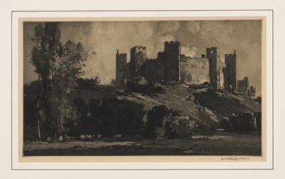 Lot 1082 - *Leonard Russell Squirrell (1893-1979) signed mezzotint - Framlingham Castle, 19cm x 33cm, in glazed gilt frame