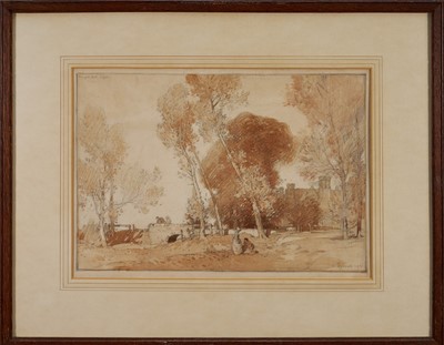 Lot 1081 - *Leonard Russell Squirrell (1893-1979) pencil and sepia watercolour - Playford Hall, Suffolk, signed, dated 1918 and inscribed, 28cm x 41cm, in glazed frame