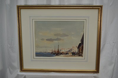 Lot 1445 - *Edward Seago (1910-1974) watercolour - Portuguese Quayside, signed, 26.5cm x 35cm, in glazed gilt frame