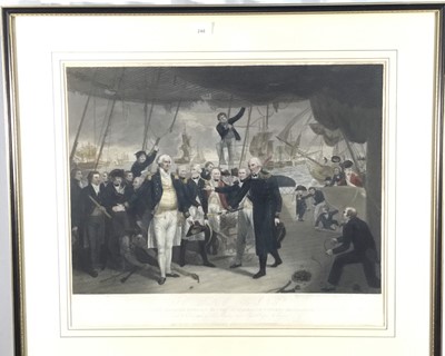 Lot 248 - After Daniel Orme - To the King - historical representation of Lord Viscount Duncan's victory and Admiral Dewinter's resignation on board The