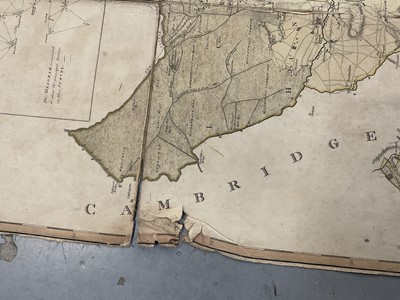 Lot 891 - Rare and large 18th century linen backed handcoloured map of Suffolk by Joseph Hodskinson