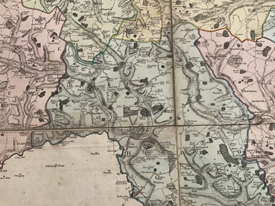 Lot 891 - Rare and large 18th century linen backed handcoloured map of Suffolk by Joseph Hodskinson