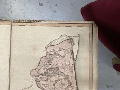 Lot 891 - Rare and large 18th century linen backed handcoloured map of Suffolk by Joseph Hodskinson