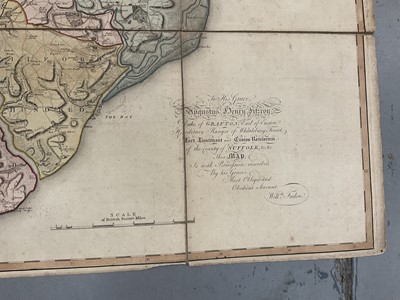 Lot 891 - Rare and large 18th century linen backed handcoloured map of Suffolk by Joseph Hodskinson