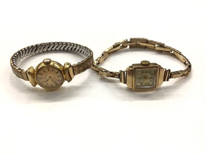 Lot 1025 - 1960s Omega ladies gold plated wristwatch and 9ct gold cased ladies JW Benson wristwatch on 9ct gold bracelet (2)