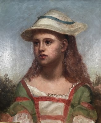 Lot 155 - 19th century oil on canvas - Portrait of a young woman