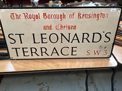 Lot 239 - Vintage street sign St Leonard's Terrace SW3