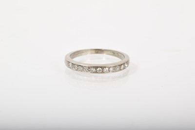 Lot 525 - 18ct white gold diamond eternity ring with a half hoop of single cut diamonds. Ring size L½