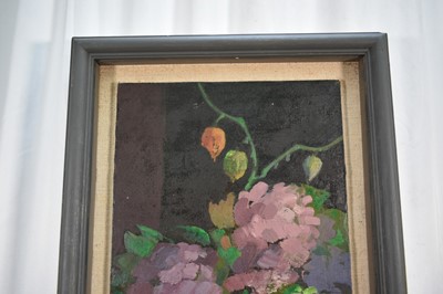 Lot 1057 - *Henry Collins (1910-1994) oil on canvas board - Still life of Fruit, Vegetables and Flowers, signed, 58cm x 27cm, in painted frame