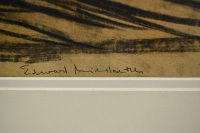 Lot 1062 - *Edward Middleditch (1923-1987) charcoal drawing - Landscape, signed, 33cm x 49cm, in glazed frame
