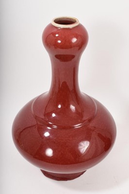 Lot 18 - Chinese sang de boeuf glazed garlic neck vase, 33cm high