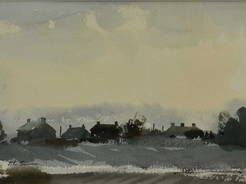 Lot 343 - John Burman (b.1936) watercolour - Suffolk Landscape, signed, 23cm x 31cm, in glazed gilt frame