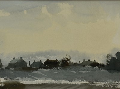 Lot 1018 - John Burman (b.1936) watercolour - Suffolk Landscape, signed, 23cm x 31cm, in glazed gilt frame