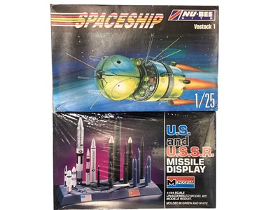 Lot 85 - Nu-Bee (made in GDR) 1:25 scale Vostock 1 Spaceship No.209, Mongram 1:144 scale U.S & U.S.S.R. Missile Display & 1:600 scale Seaquest DSV and Glencoe...