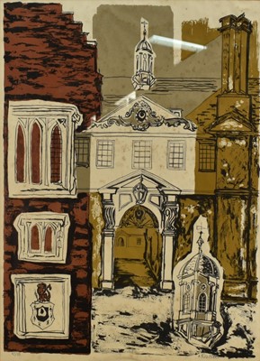 Lot 1056 - Margaret Souttar (1914-2007) signed limited edition lithograph - Trinity Hall, Cambridge, 27/50, 75cm x 54cm, in glazed frame