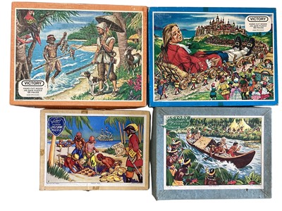 Lot 89 - Victory vintage hand cut wood jigsaws and others (2 boxes)