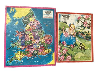 Lot 89 - Victory vintage hand cut wood jigsaws and others (2 boxes)
