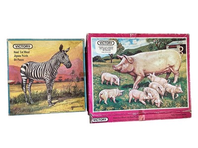 Lot 89 - Victory vintage hand cut wood jigsaws and others (2 boxes)