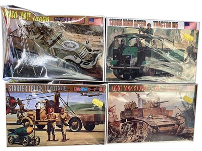 Lot 90 - International 1:72 scale WWII military vehicle model kits, plus Fujimi kit (11)