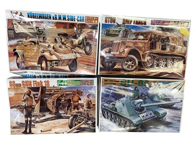 Lot 90 - International 1:72 scale WWII military vehicle model kits, plus Fujimi kit (11)
