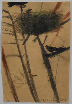 Lot 1073 - *Mary Newcomb (1922-2008) pencil and crayon drawing on paper, signed lower right, approximately 14.5cm x 9.5 cm