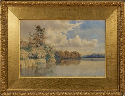 Lot 1115 - Charles Harmony Harrison (1842-1902) watercolour - On The Broads, signed and dated 1887, 36.5cm x 55cm, in original gilt frame