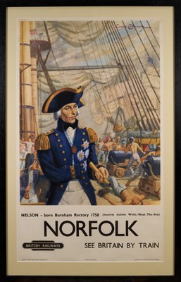 Lot 1069 - Lance Cattermole (1898-1992) British Railway poster, Norfolk, See Britain By Train, Waterlow & Sons Ltd., 102cm x 61cm, in glazed frame