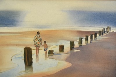 Lot 1074 - Anthony E. Wells, (Contemporary), watercolour - "Favourite Walk, Early Morning, Frinton", signed, titled verso, 35.5cm x 54cm, in glazed gilt frame