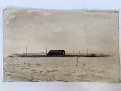 Lot 1087 - Fid Harnack (1897-1984) six watercolours - Mersea Views, 1960s, unframed, largest 25cm x 37cm, smallest 14cm x 23cm (6)