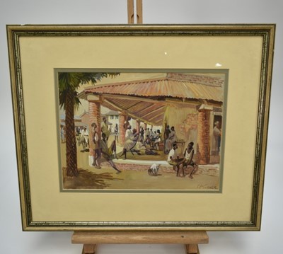 Lot 1089 - Clifford Charles Turner (1920-2018) group of six works, African landscapes, village scenes and other sketches, one in glazed frame (6)