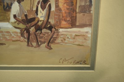 Lot 1089 - Clifford Charles Turner (1920-2018) group of six works, African landscapes, village scenes and other sketches, one in glazed frame (6)