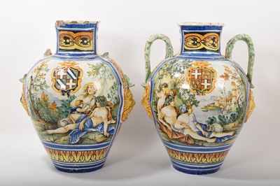 Lot 151 - Pair of large Italian maiolica vases