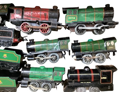 Lot 108 - Hornby O Gauge No.2 LMS 4-4-2 clockwork Special Tank Engine 6954 & six Type 50 clockwork 0-4-0 locomotives & two tenders, all loose (1box)