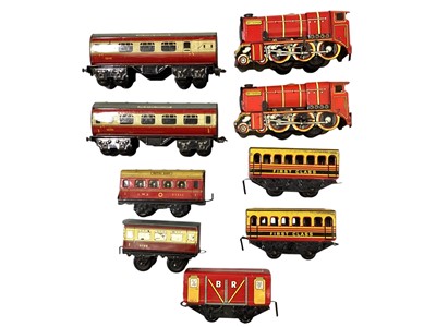 Lot 108 - Hornby O Gauge No.2 LMS 4-4-2 clockwork Special Tank Engine 6954 & six Type 50 clockwork 0-4-0 locomotives & two tenders, all loose (1box)