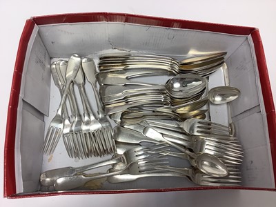 Lot 306 - Selection of 19th century silver fiddle pattern flatware with engraved initial A