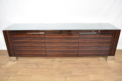 Lot 1234 - Contemporary coromandel and chrome effect sideboard