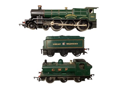 Lot 112 - Hornby OO Gauge GWR 4-6-0 Hall Class locomotive Albert Hall & tender 4983, GWR 0-4-0 tank engine & Airfix BR and GWR 2-6-2 Prairie Class 61XX tank engines, all loose (4)