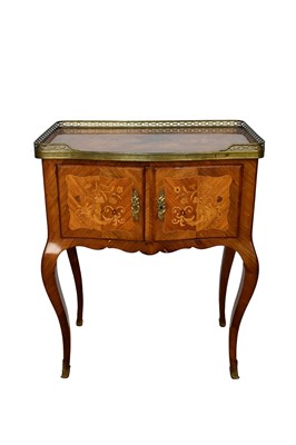 Lot 1268 - Antique continental walnut and floral marquetry side cabinet