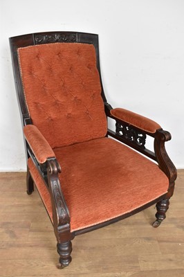 Lot 1213 - Victorian mahogany framed open armchair