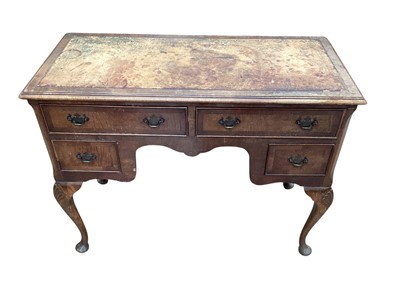 Lot 1283 - Queen Anne style walnut and leather inset writing table