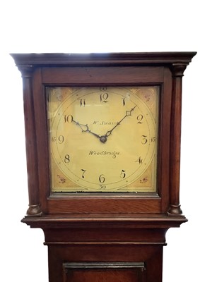Lot 666 - George III oak longcase clock by W. Swain, Woodbridge
