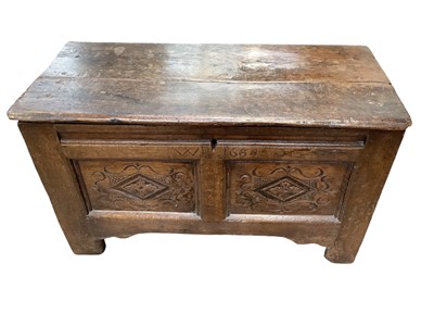 Lot 1287 - 17th century oak two panel coffer