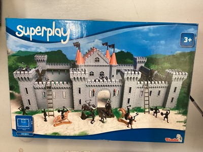 Lot 221 - Simba King-Castle playset No.440 7150, Falcon Castle playset No.440-3102 & Superplay Castle Set No.435 5414, plus two Chad Valley & five other Castle play sets, all boxed (7 total)
