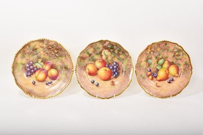 Lot 186 - Three Royal Worcester fruit painted plates, including two by Freeman and one by Ayrton