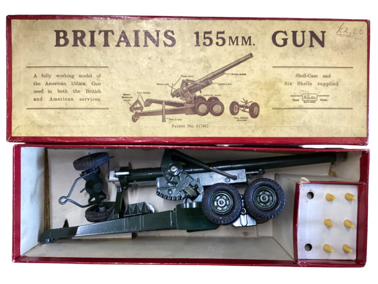 Lot 126 - Britains 155mm Gun (parts missing), all boxed No.2064 (3)