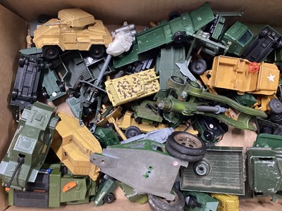 Lot 129 - Large selection diecast military models various manufacturers including Britains, Matchbox, Lone Star, Astra and others (2boxes)