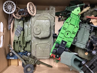 Lot 129 - Large selection diecast military models various manufacturers including Britains, Matchbox, Lone Star, Astra and others (2boxes)