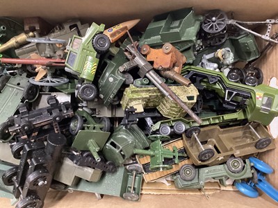 Lot 129 - Large selection diecast military models various manufacturers including Britains, Matchbox, Lone Star, Astra and others (2boxes)
